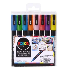 ■ Posca PC - 3M Fine Bullet Tip - Wallet of 8 Sparkling Colours