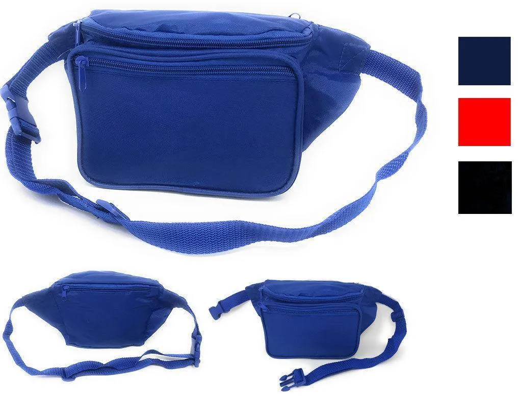 1 Dozen Fanny Pack Man Purse Travel Pouch Bag Money Holder 3 Pockets 42inch Wholesale Bulk