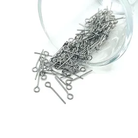 100 or 500 Pieces: 16 mm Stainless Steel Silver Eye pins, 21 gauge