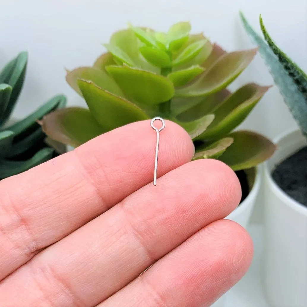 100 or 500 Pieces: 16 mm Stainless Steel Silver Eye pins, 21 gauge