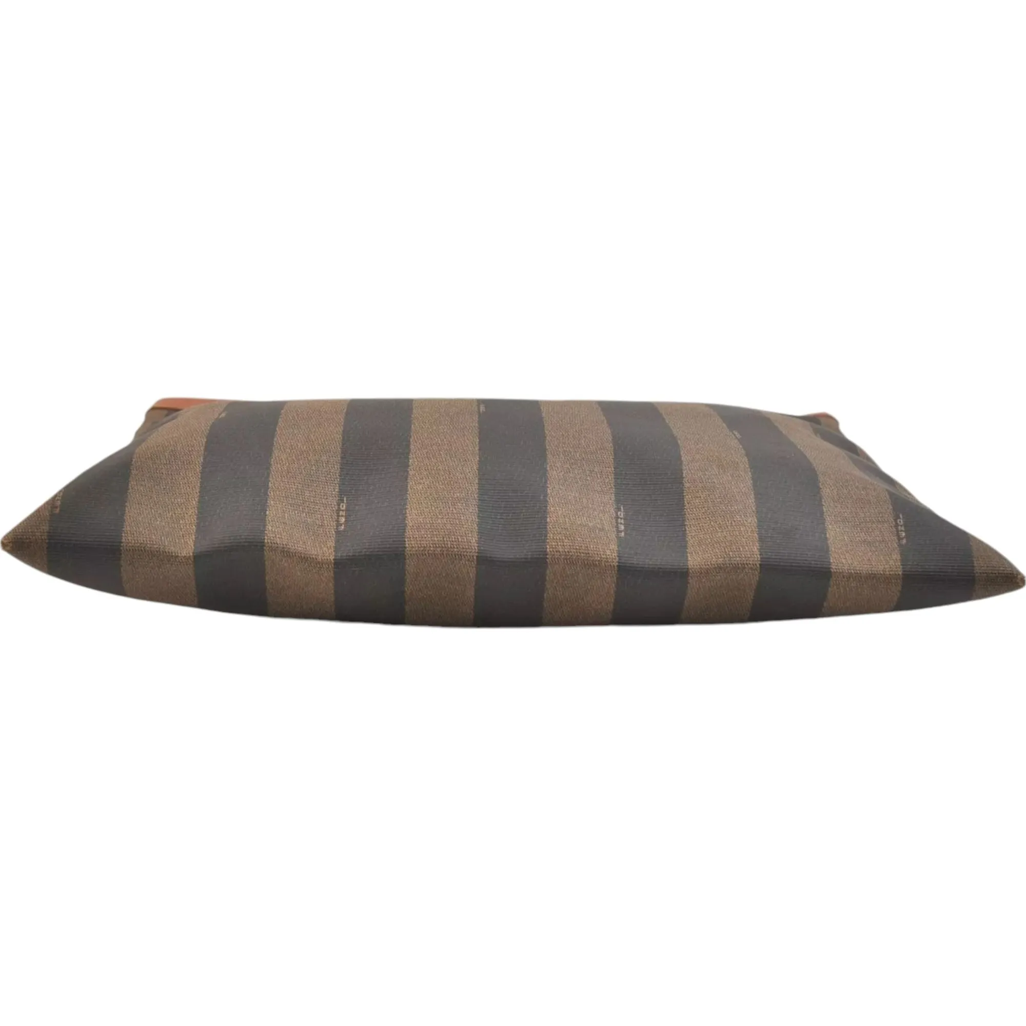 136193AU (V2) Fendi Hand Bag Pequin Brown Canvas
