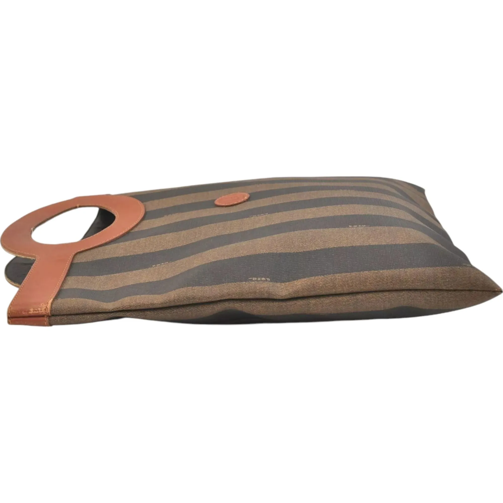 136193AU (V2) Fendi Hand Bag Pequin Brown Canvas