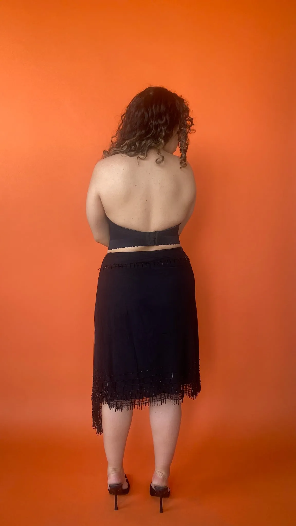 1990s Black Lace Satin Bustier Sz: M