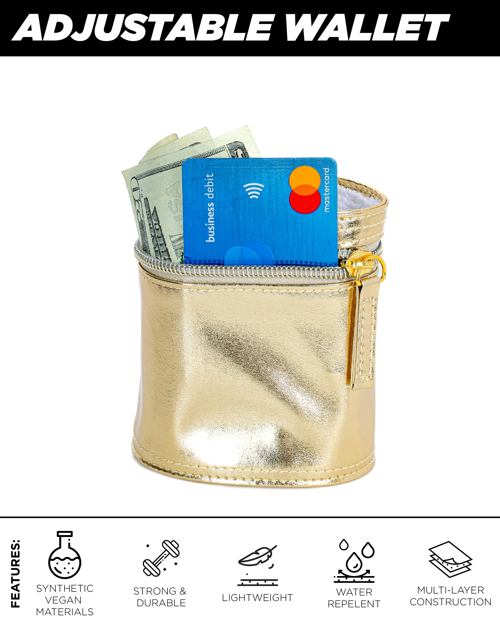 80's Wrist Wallet | Metallic Gold