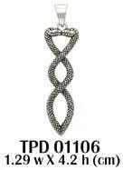 A showcase of an intricate reincarnation ~ Sterling Silver Jewelry Celtic Snake Pendant TPD1106