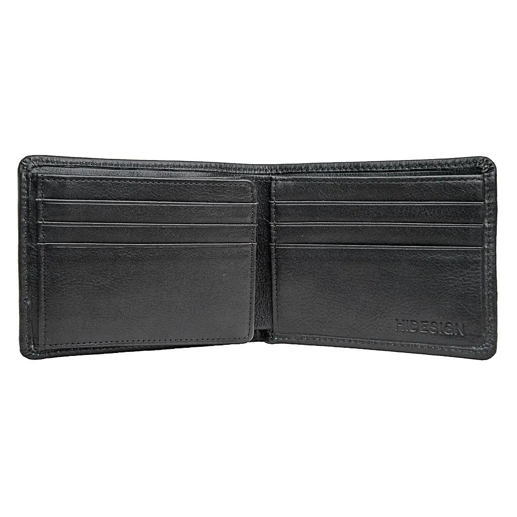 Angle Stitch Leather Multi-Compartment Leather Wallet in Black