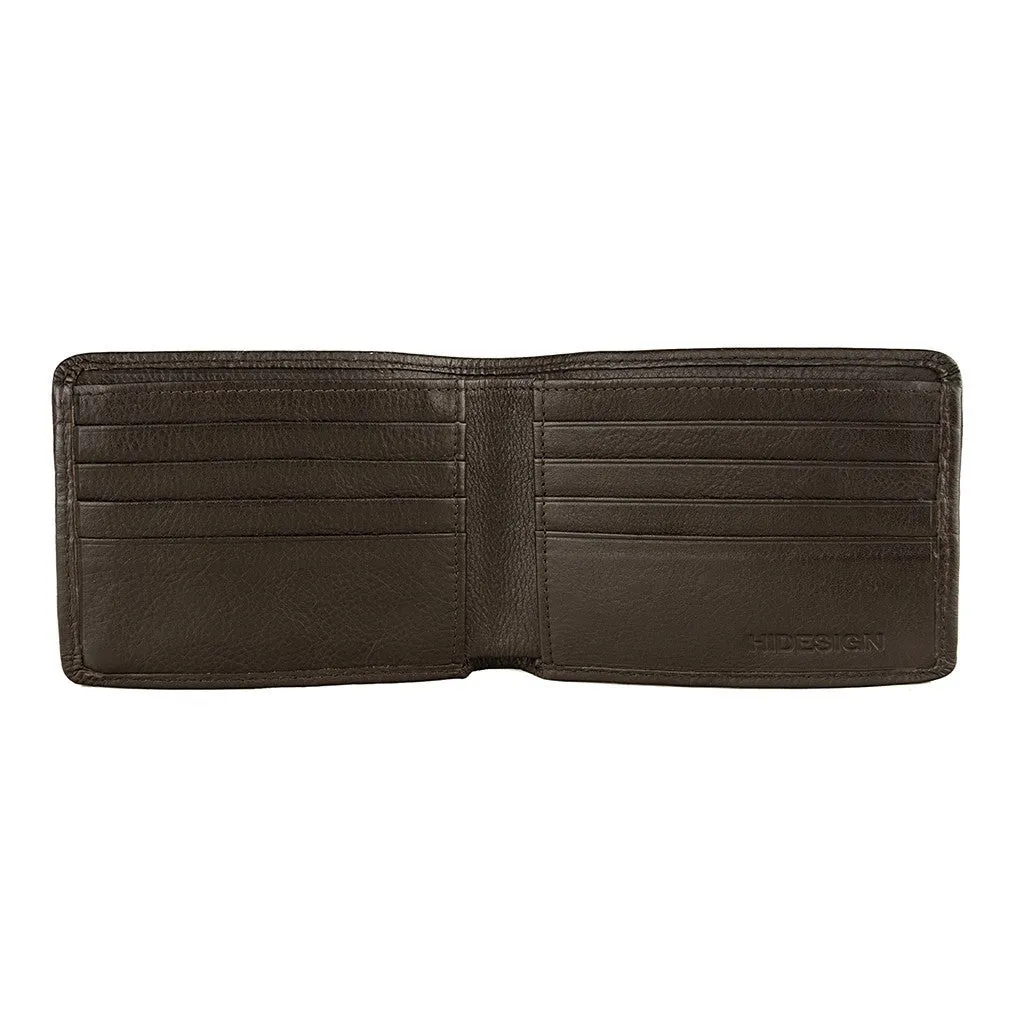 Angle Stitch Leather Slim Bifold Wallet in Brown