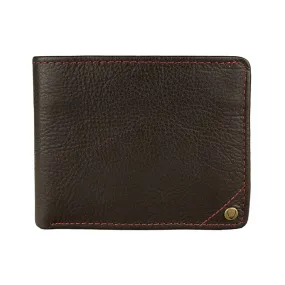 Angle Stitch Leather Slim Bifold Wallet in Brown