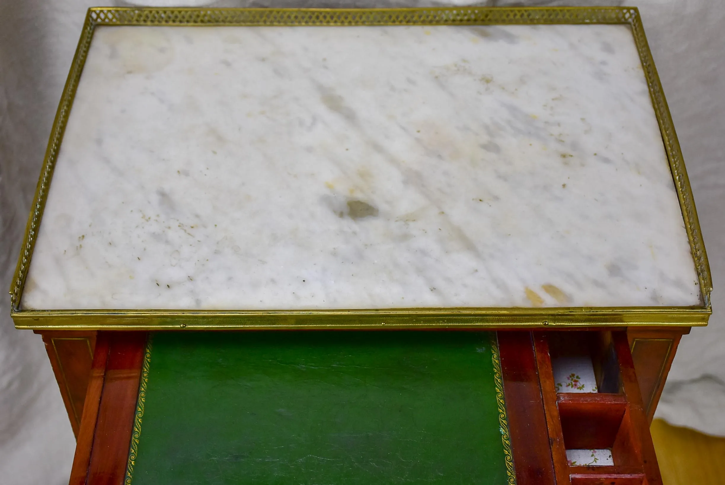 Antique French writing table with marble top