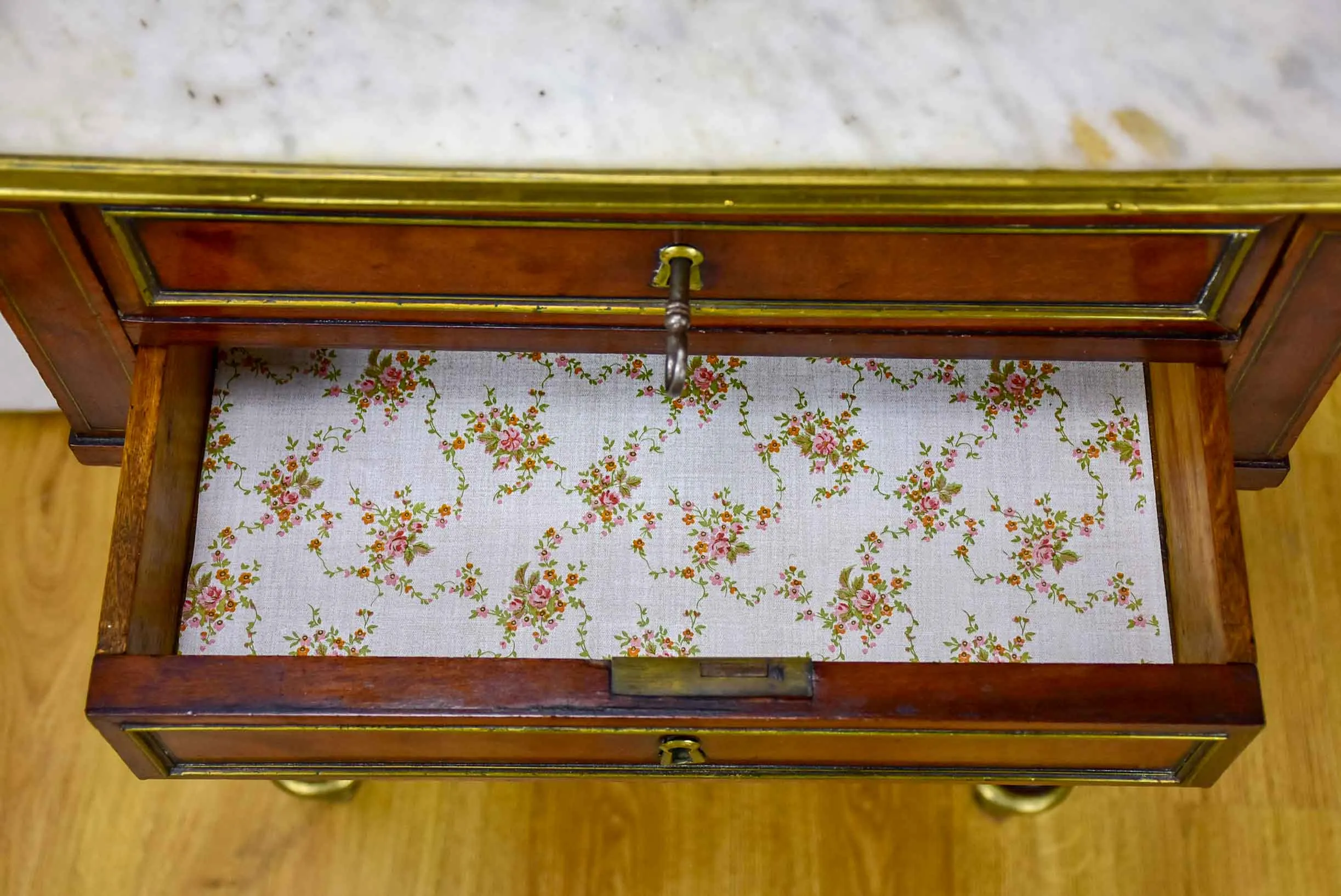 Antique French writing table with marble top