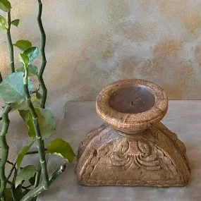Antique Wooden Candle Holder