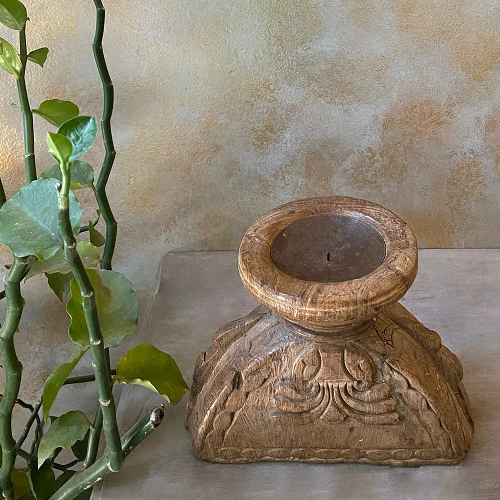 Antique Wooden Candle Holder