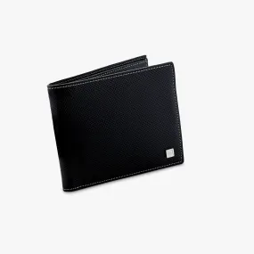 Bifold wallet in black and grey leather with white mother of pearl inlay