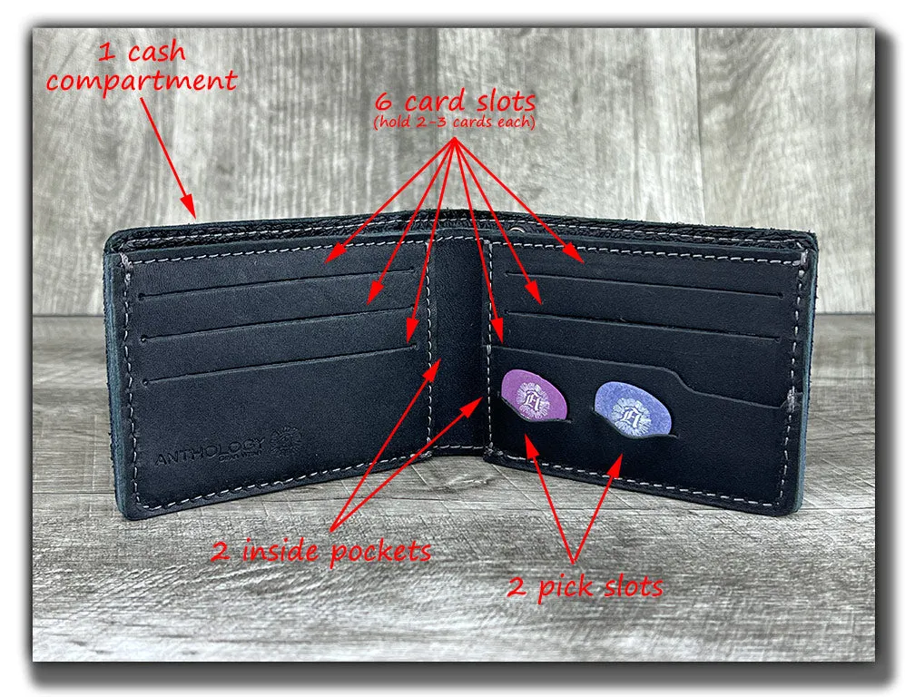 Chain Wallet with Guitar Pick Slots (With or Without Chain) - Carbon Black