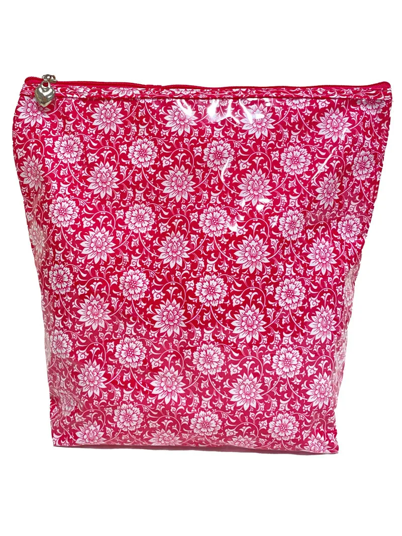 Cosmetic Bag (Large), Gerbera (Raspberry)