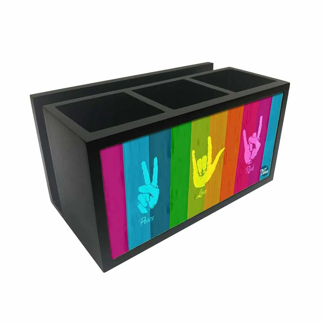Cutlery Tissue Holder Napkin Stand -  Peace Love Rock