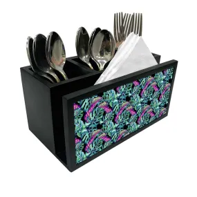 Cutlery Tissue Holder Napkin Stand -  Tropical Green Leaf