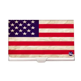 Designer Visiting Card Holder Nutcase -American Vintage Distressed Flag