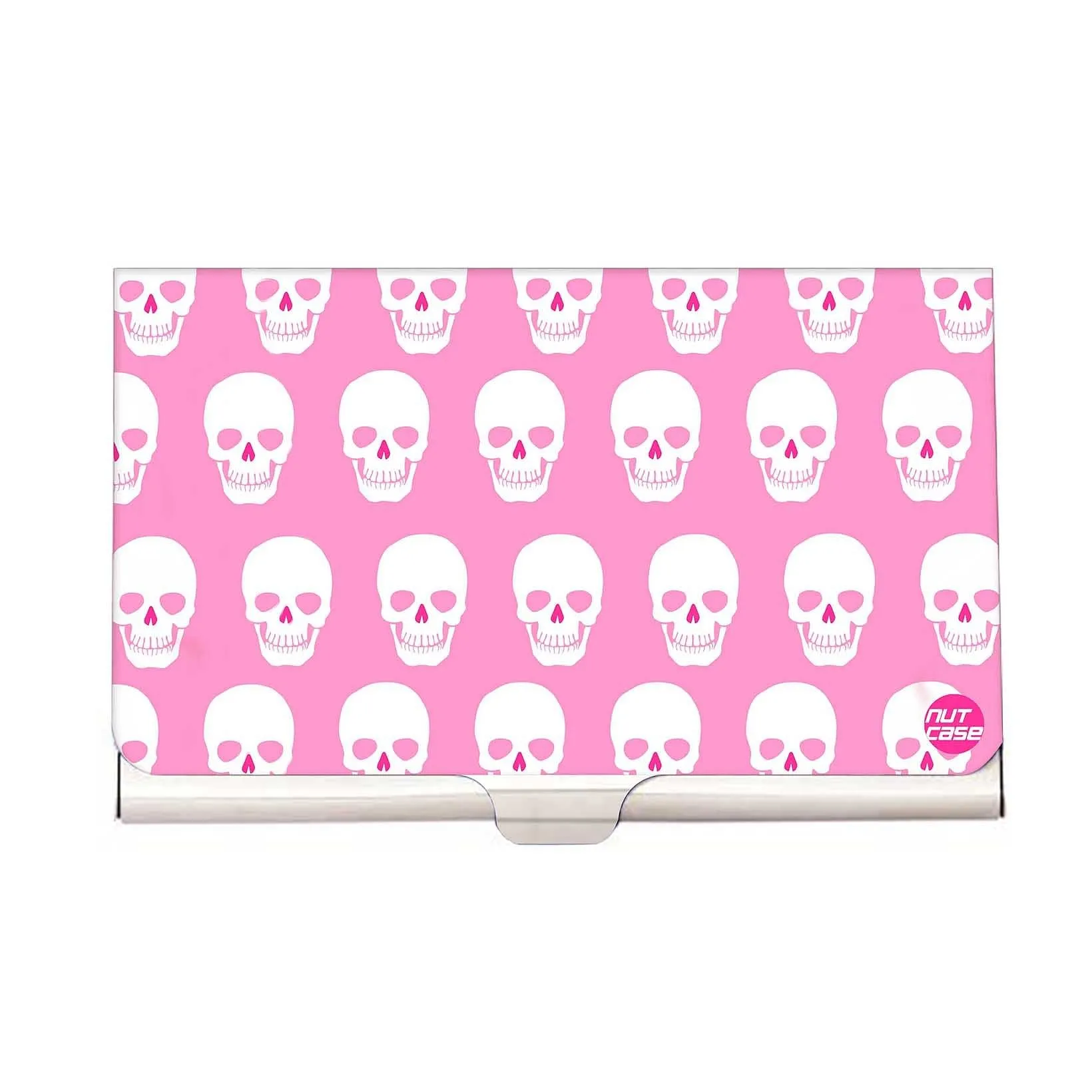 Designer Visiting Card Holder Nutcase - Pink Skulls