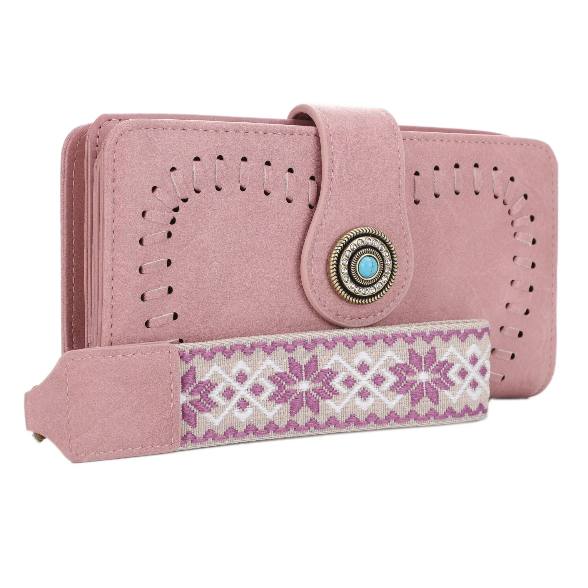 ES60166 Dolly Western Wallet With Boho Wristlet Strap