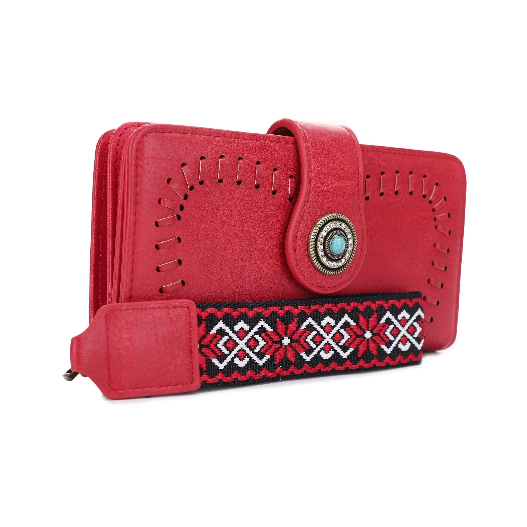 ES60166 Dolly Western Wallet With Boho Wristlet Strap