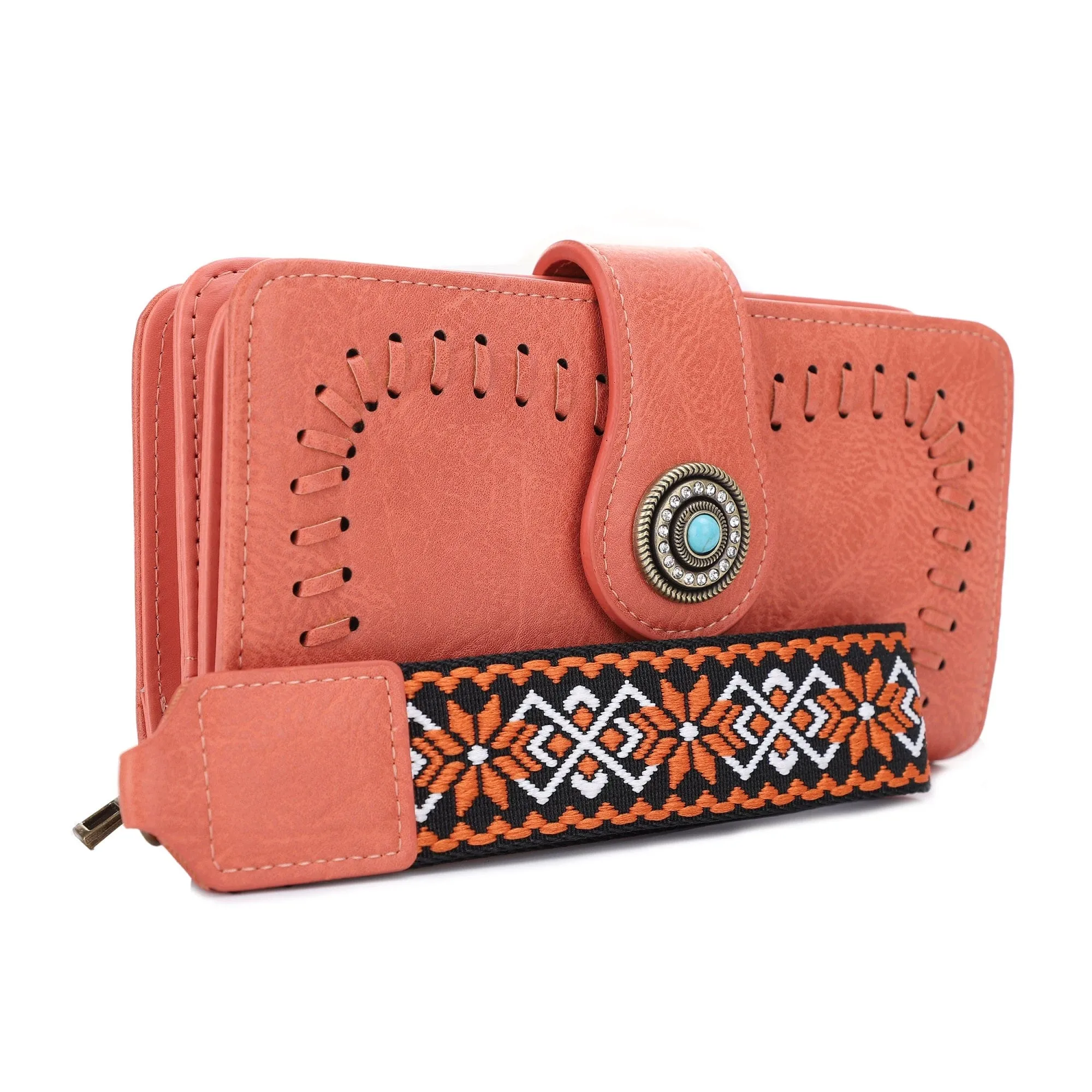ES60166 Dolly Western Wallet With Boho Wristlet Strap