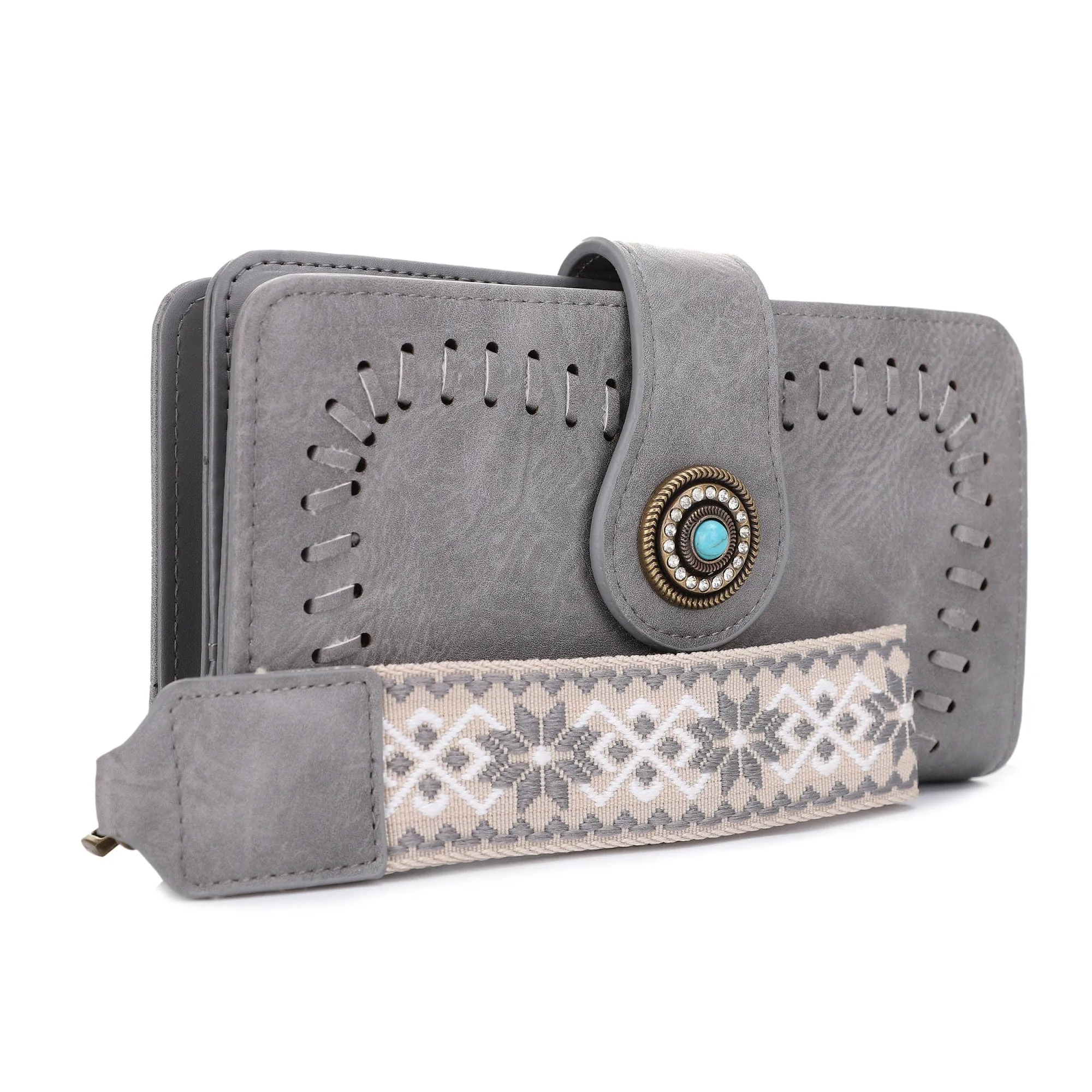 ES60166 Dolly Western Wallet With Boho Wristlet Strap