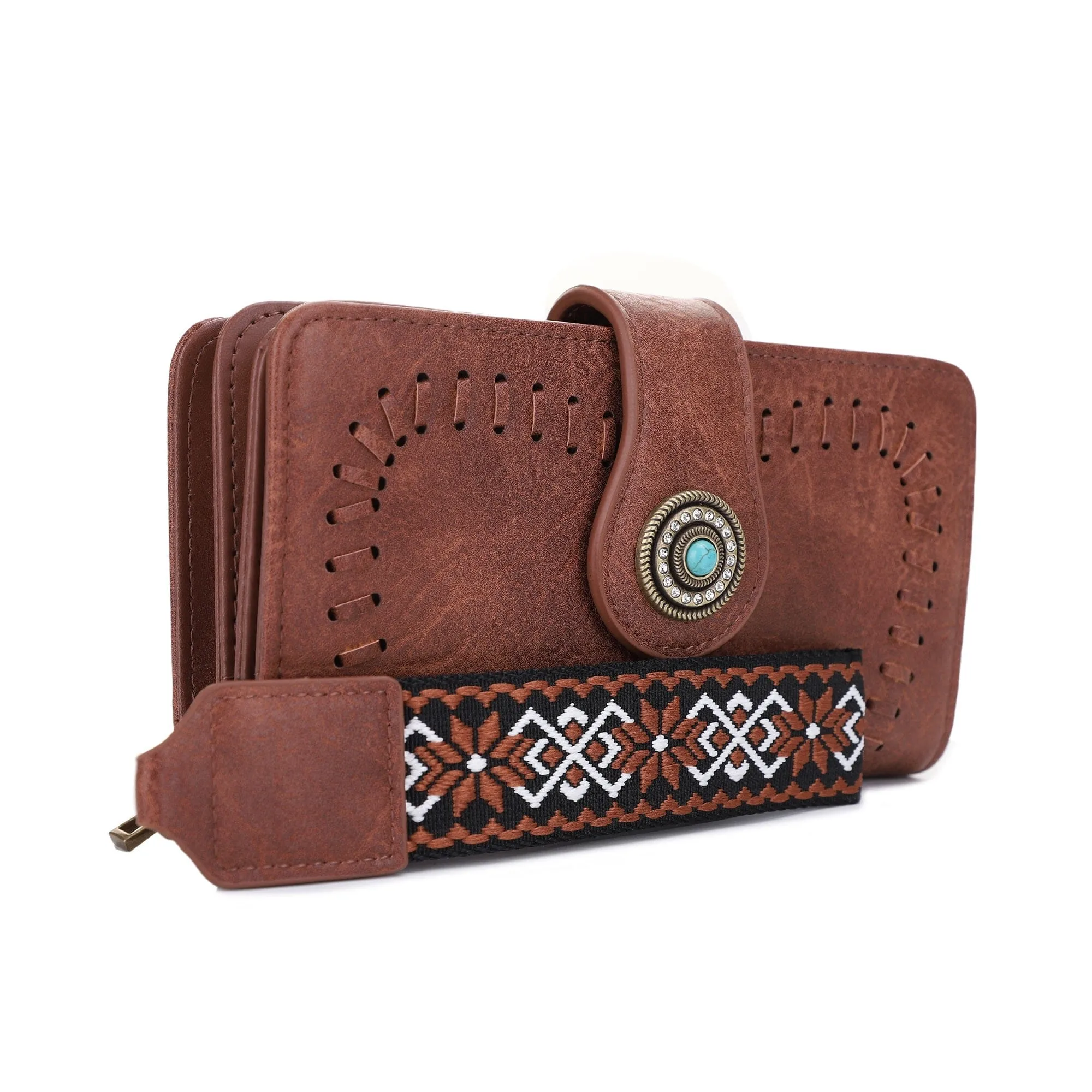 ES60166 Dolly Western Wallet With Boho Wristlet Strap