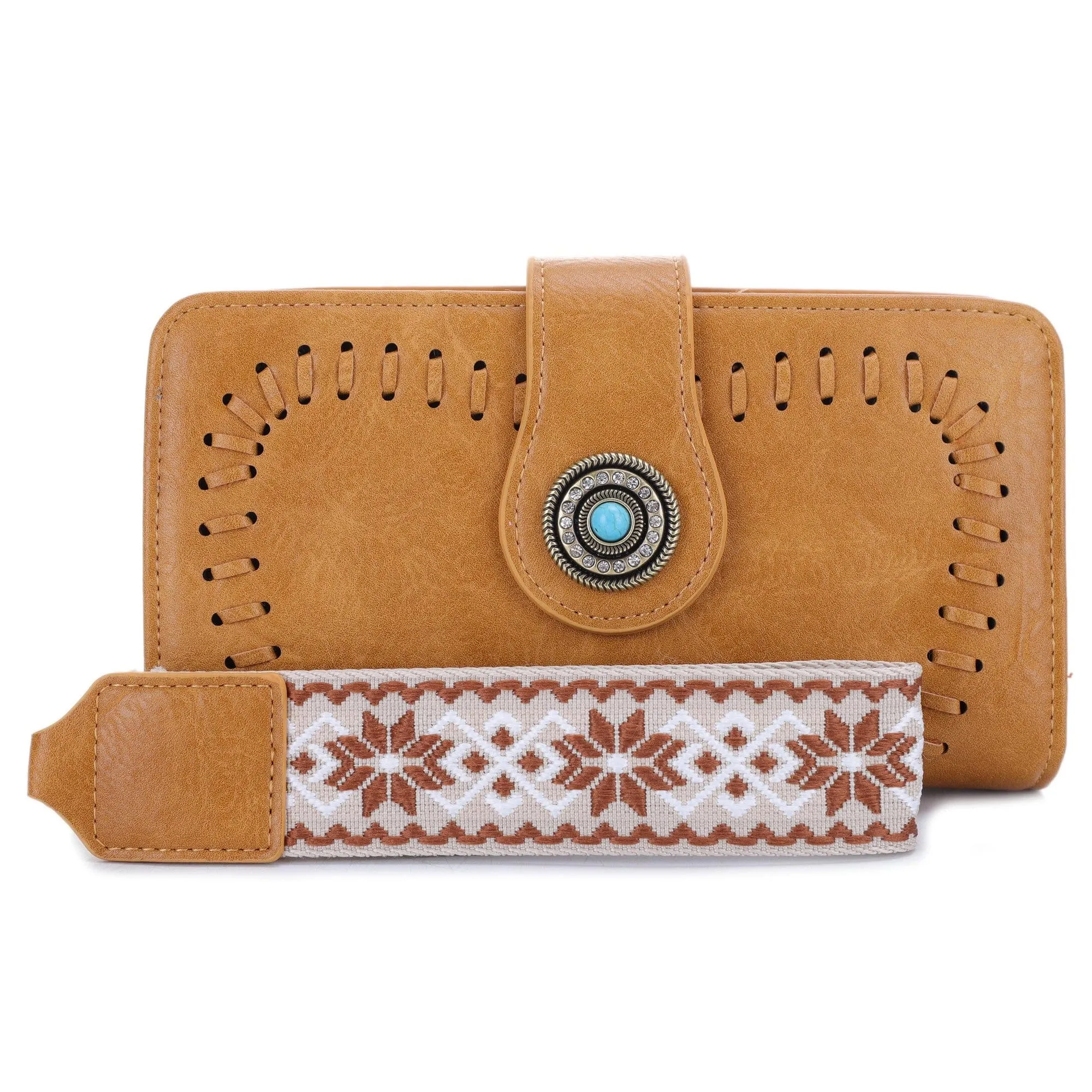 ES60166 Dolly Western Wallet With Boho Wristlet Strap