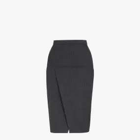 FENDI Anthracite Gray Striped Midi Skirt