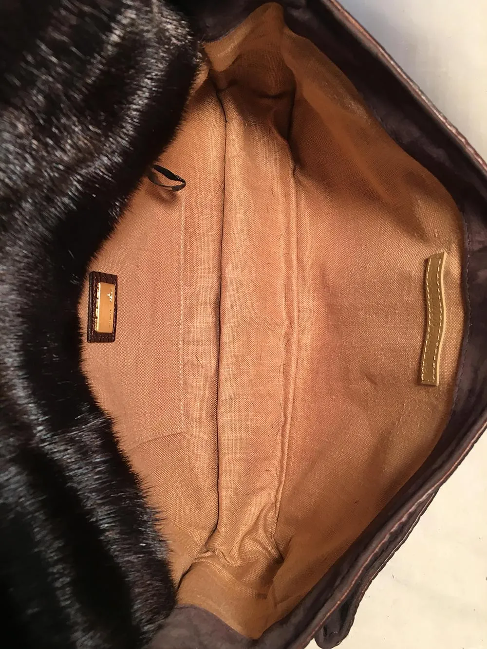 FENDI Rare Limited Edition Brown Alligator and Mink Fur Satchel Handbag