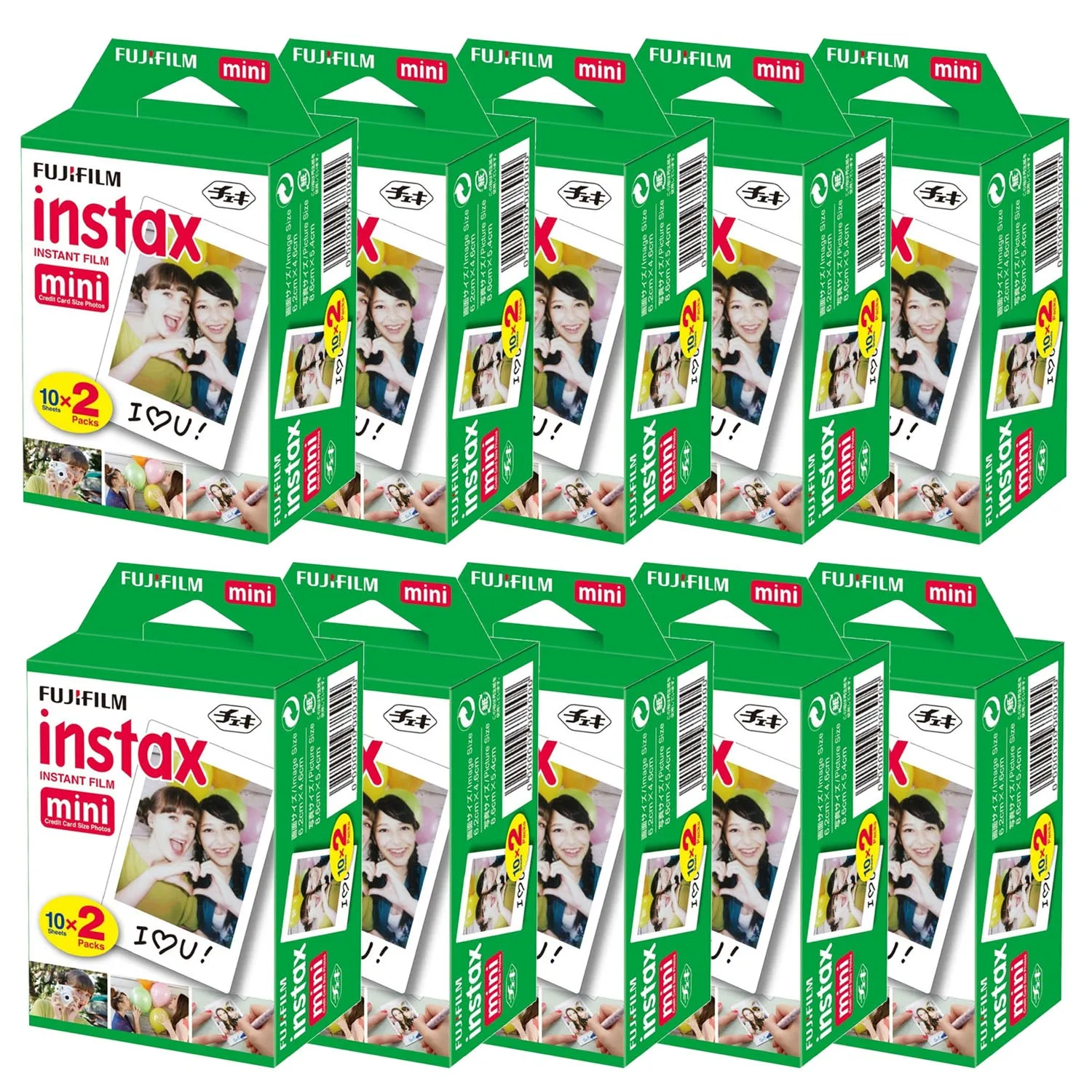 Fujifilm 2x10 Film Mini Instax Film Pack - 10 Packs - 200 Exposures