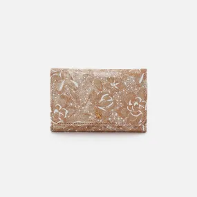 Jill Trifold Wallet In Printed Leather - Gilded Petals
