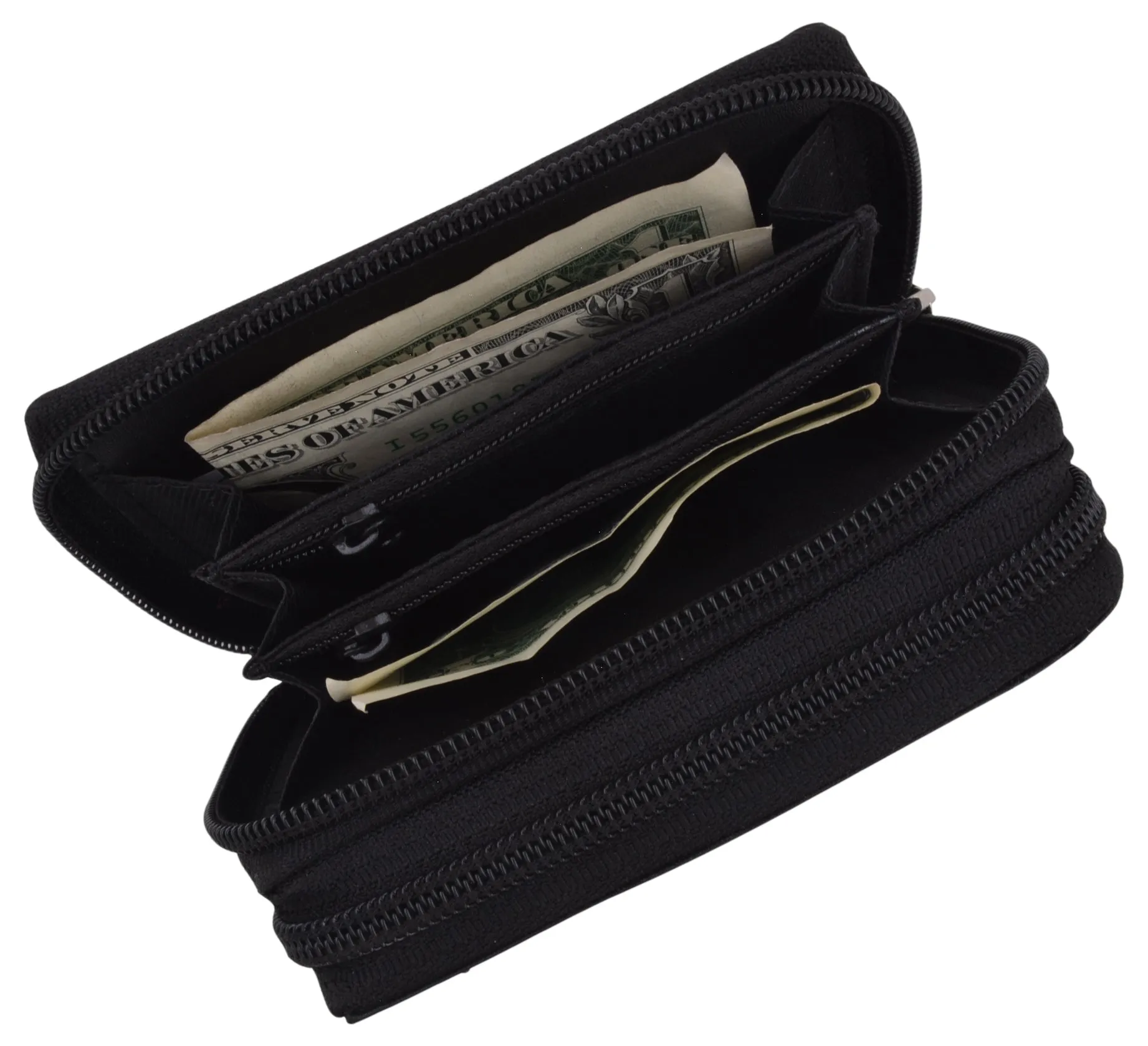 Marshal RFID Genuine Leather Credit card holder accordion Wallet, Black