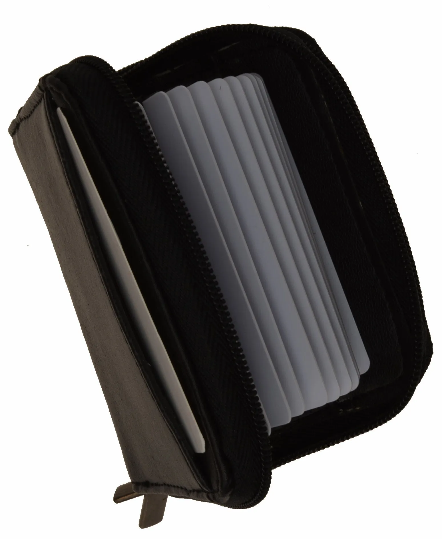 Marshal RFID Genuine Leather Credit card holder accordion Wallet, Black