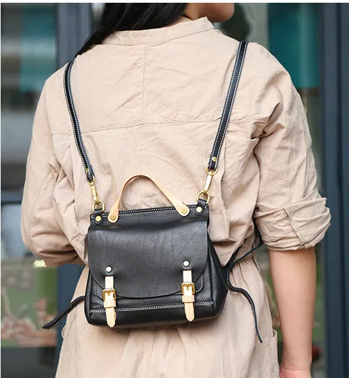 Mini Women's Genuine Leather Satchel Backpack Purse Cross Shoulder Bag For Women