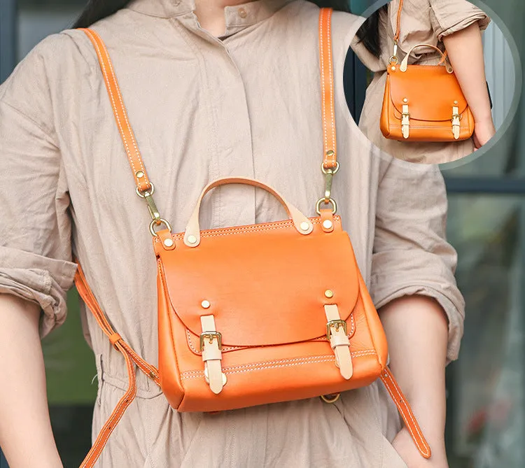 Mini Women's Genuine Leather Satchel Backpack Purse Cross Shoulder Bag For Women