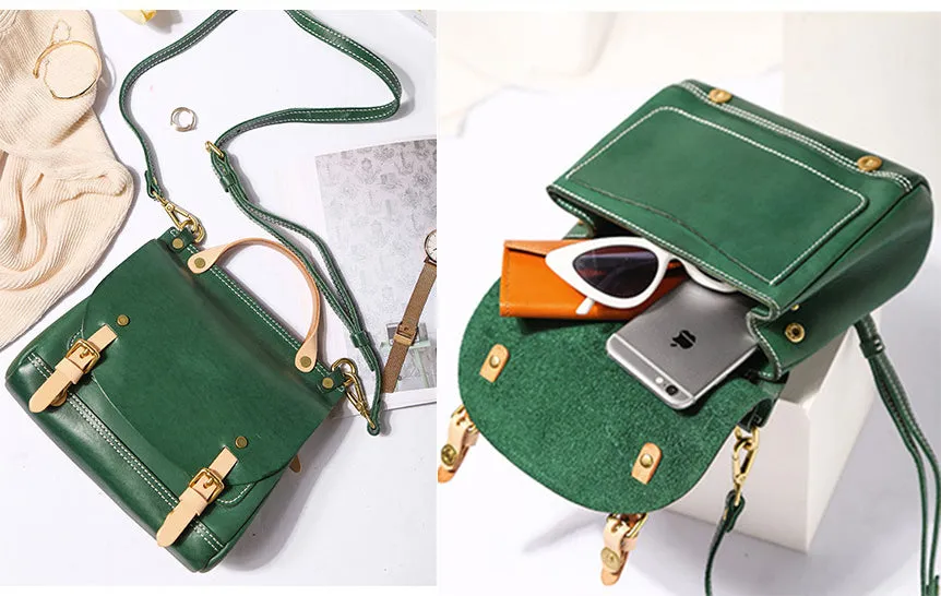 Mini Women's Genuine Leather Satchel Backpack Purse Cross Shoulder Bag For Women