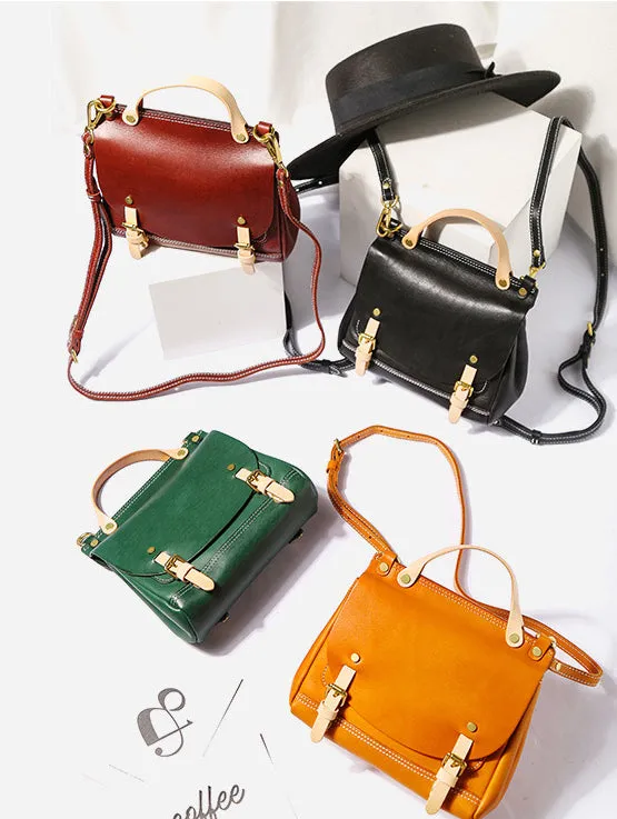 Mini Women's Genuine Leather Satchel Backpack Purse Cross Shoulder Bag For Women