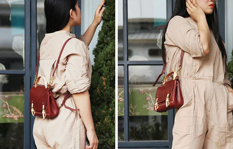 Mini Women's Genuine Leather Satchel Backpack Purse Cross Shoulder Bag For Women