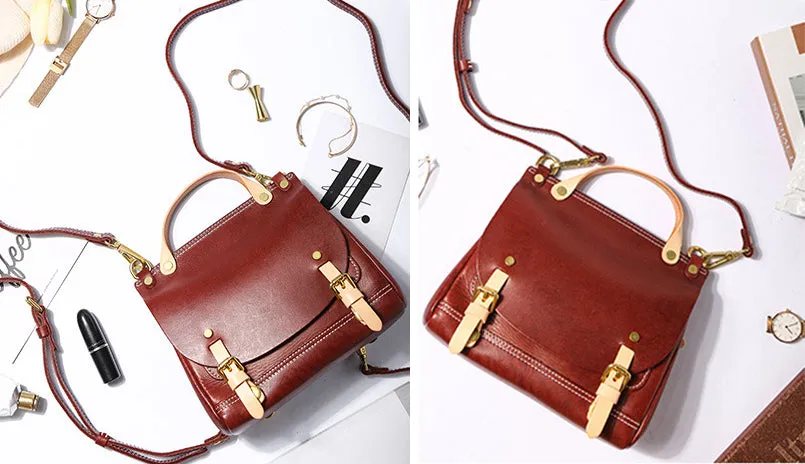 Mini Women's Genuine Leather Satchel Backpack Purse Cross Shoulder Bag For Women