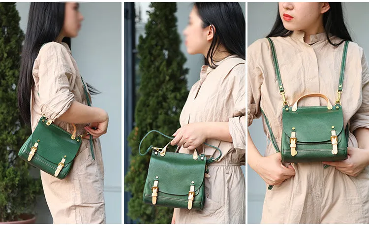 Mini Women's Genuine Leather Satchel Backpack Purse Cross Shoulder Bag For Women