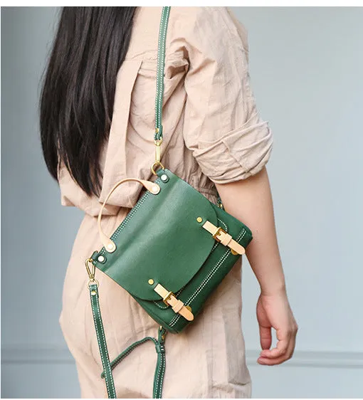 Mini Women's Genuine Leather Satchel Backpack Purse Cross Shoulder Bag For Women
