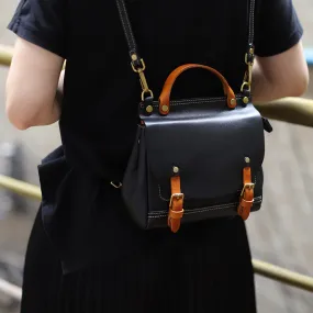 Mini Women's Genuine Leather Satchel Backpack Purse Cross Shoulder Bag For Women