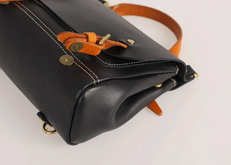 Mini Women's Genuine Leather Satchel Backpack Purse Cross Shoulder Bag For Women