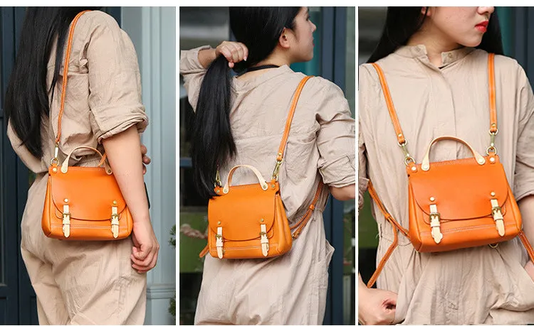 Mini Women's Genuine Leather Satchel Backpack Purse Cross Shoulder Bag For Women