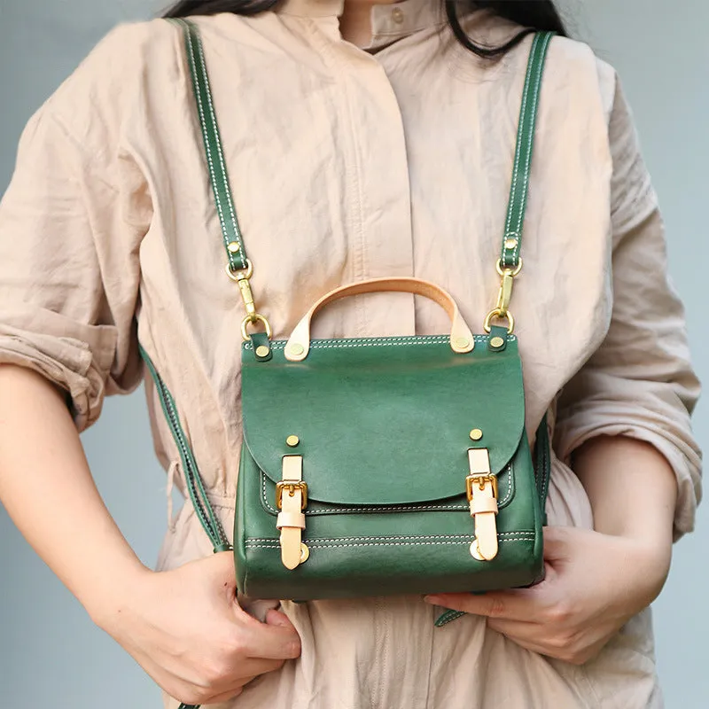 Mini Women's Genuine Leather Satchel Backpack Purse Cross Shoulder Bag For Women