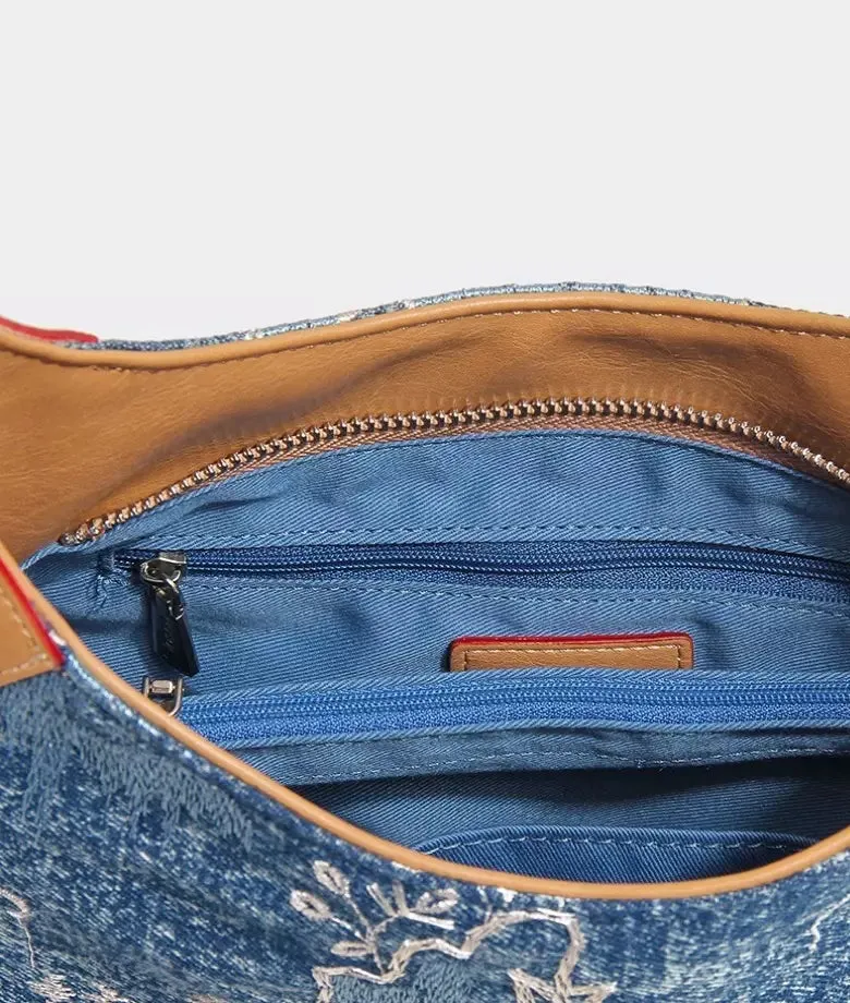 PARC embroidered denim shoulder bag