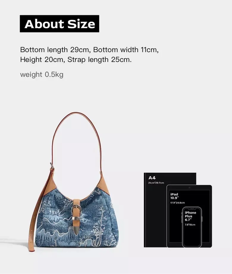 PARC embroidered denim shoulder bag