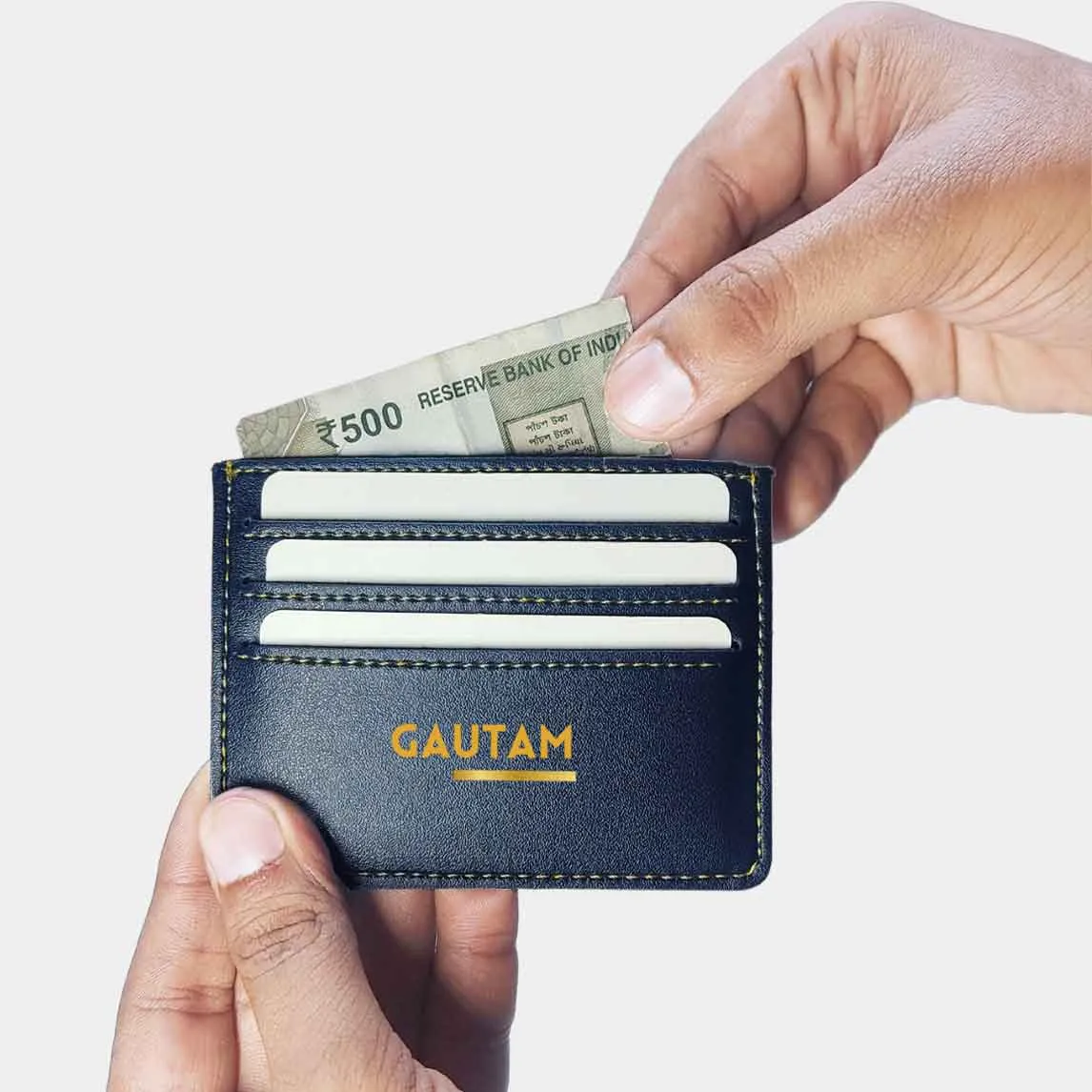 Personalised Visiting Card Holder for Men Black - Add Name